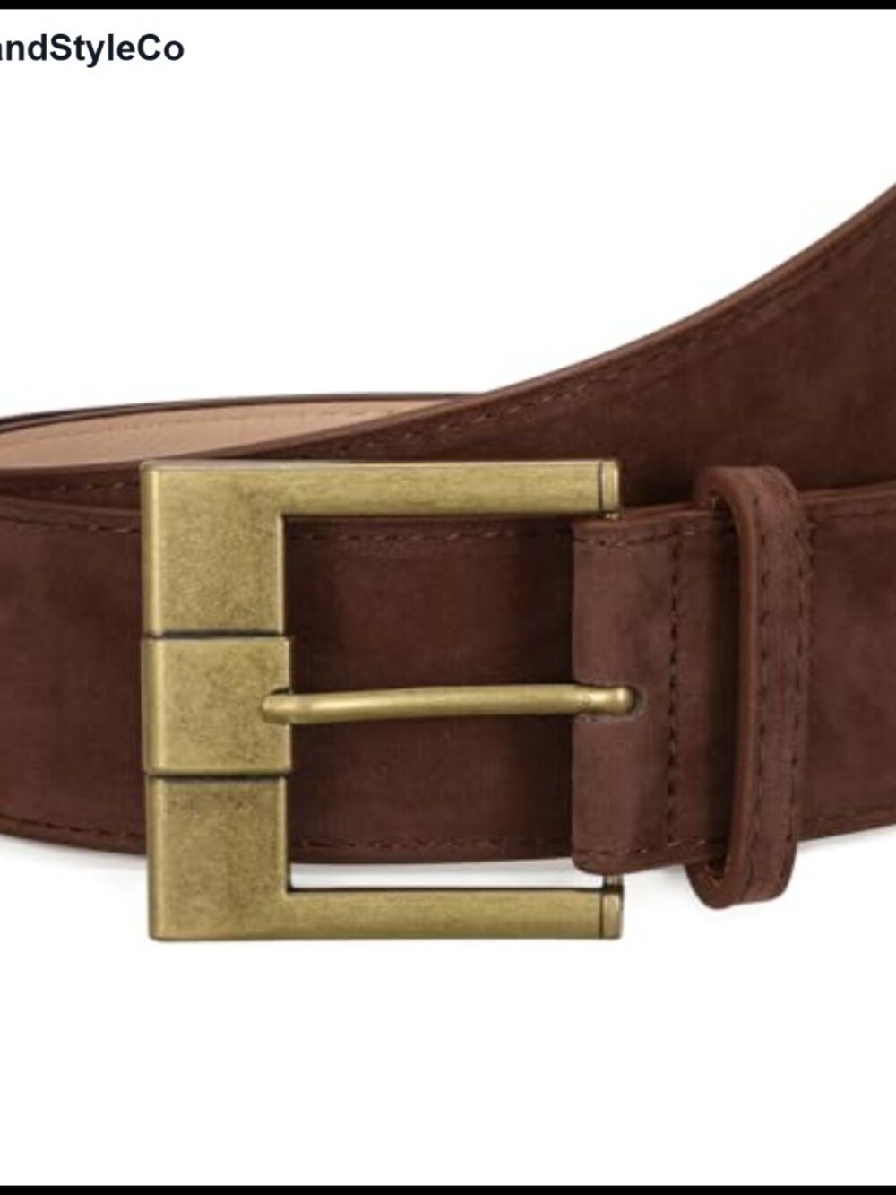 Wide Suede Leather Belt with Brass Buckle for Women Dresses Vintage Chunky - Picture 1 of 6